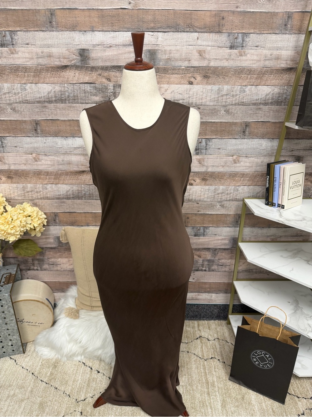 Quince Brown Sleeveless Maxi Dress